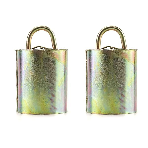 QWORK Cow Anti-Lost Bells 2 Pack Loud 4 Inch Metal Bells for Cattle Goat Horse Sheep Grazing