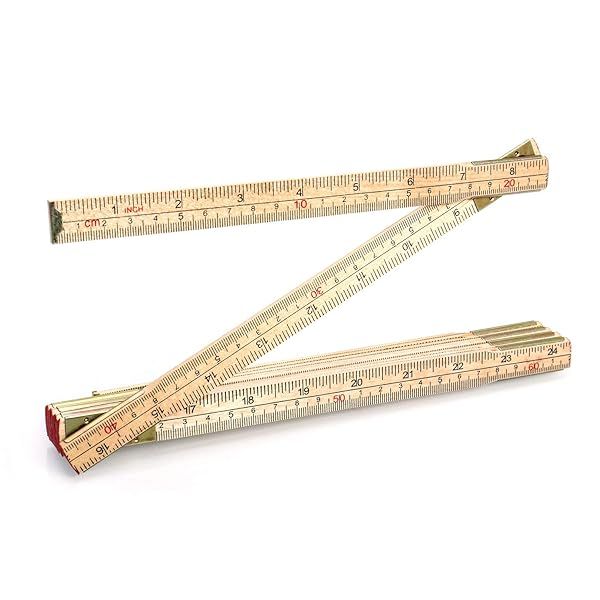 QWORK 6 FT Folding Wood Rule Foldable Ruler with US and Metric Measurements Ideal for Carpenters