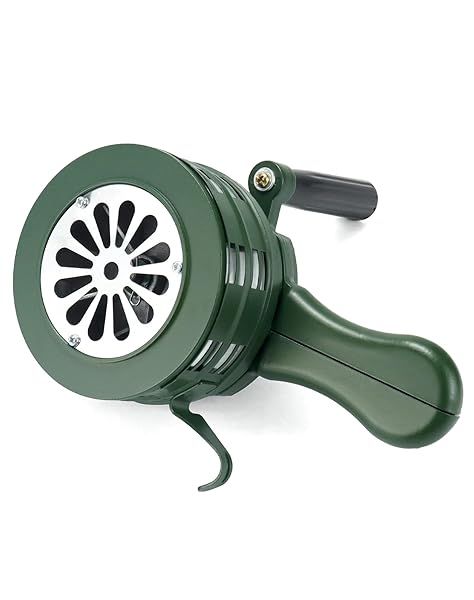 QWORK Hand Crank Siren Horn, Hand Loud Crank, Emergency Safety Manual Siren, Portable Hand Held Siren Horns Alarm, Green