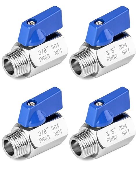 QWORK Mini Ball Valve, 4 Pack 3 8