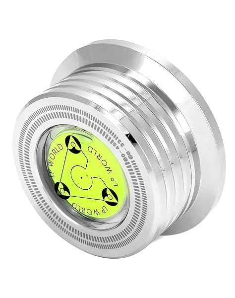 QWORK Record Weight Phono Disc Stabilizer, 60HZ Record Weight Stabilizer, with Bubble Leveling (60Hz, Silver)