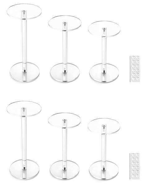 QWORK Round Acrylic Display Stand - 2 Premium Clear Riser Sets for Showcasing Products