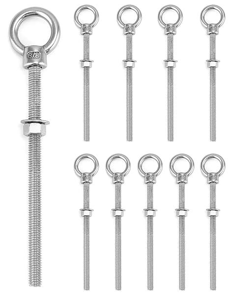 QWORK Threaded Eyebolts, 10 Pack 3 8