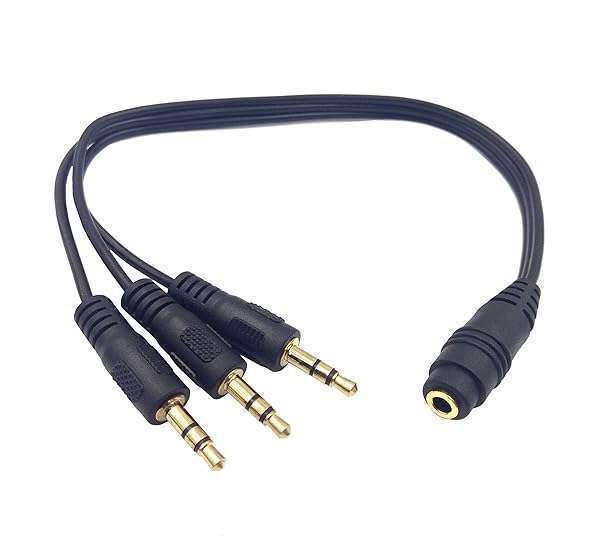 Qaoquda 3.5mm Stereo Audio Splitter Cable - 1FT Gold Plated 1 Input to 3 Outputs AUX Adapter