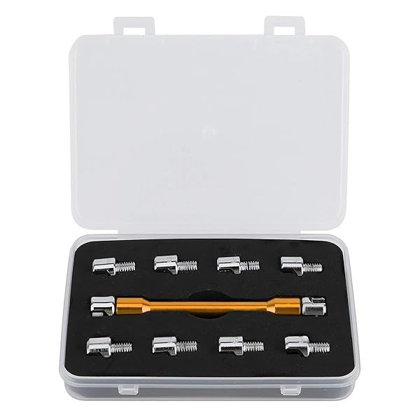 Qiilu Motorcycle Spoke Wrench Set CNC Spanner Kit 93mm Repair Tool for Dirt Bike Wheel Tire Adjustment Gold Finish