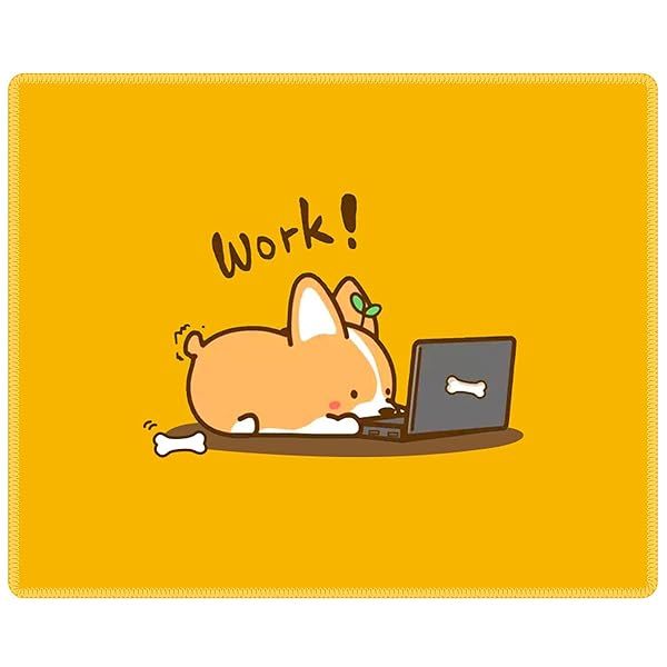 Qisan Gaming Mouse Pad Nonslip Rubber Base Comfy Foldable Mat for Desktop Laptop Keyboard High Resolution Cute Work Corgi Design