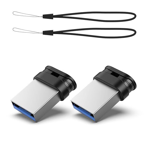 RAOYI 2 Pack 64GB USB Flash Drive USB 3.0 Mini Fit Ultra Slim Thumb Drive with Lanyard Black