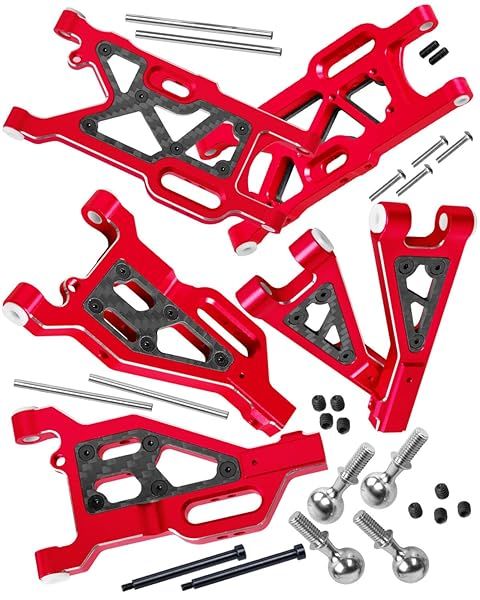 RCMYou Aluminum Suspension A Arms Upgrade for 1/8 Typhon 6S 1/7 Felony Infraction Limitless 6S Red Front and Rear Suspension Parts