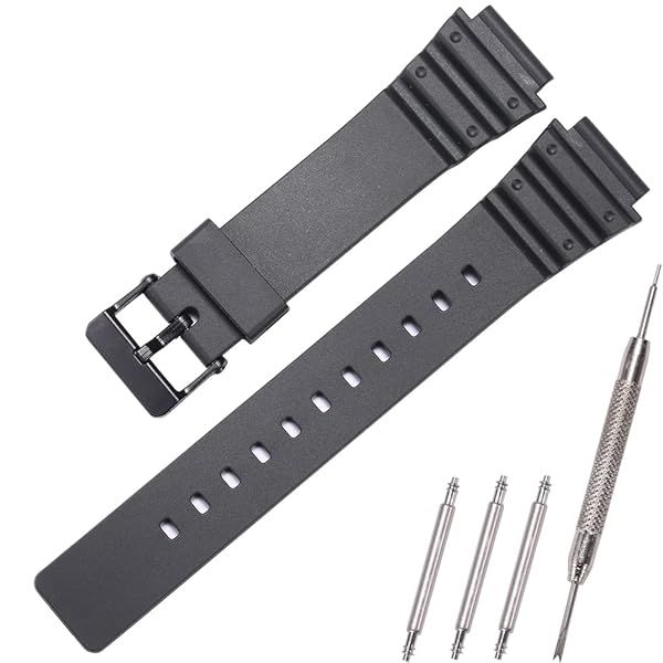 RCNZWQB Resin Strap for Casio G-Shock MRW-200H - Waterproof Rubber Replacement Band in Black