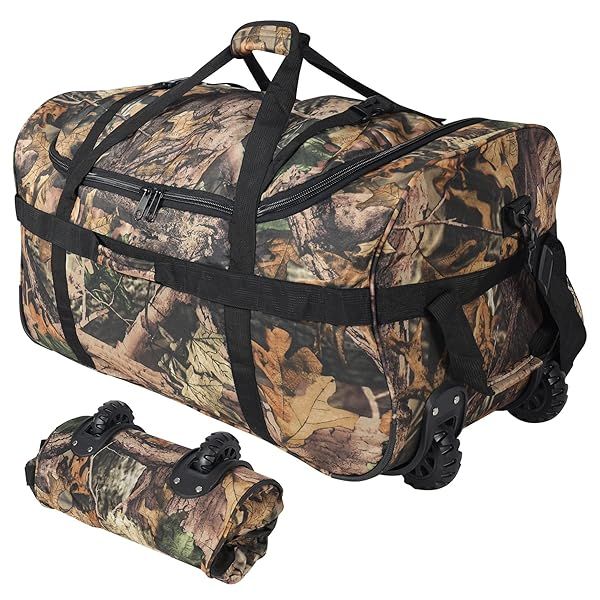 REDCAMP 85L 120L 140L Foldable Duffle Bag with Wheels, Large Travel Duffel Bag, 120l Camouflage