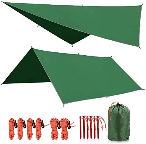 REDCAMP 10x10ft Waterproof Hammock Rain Fly Tarp - Lightweight Camping Shelter for Hiking & Outdoor Adventures