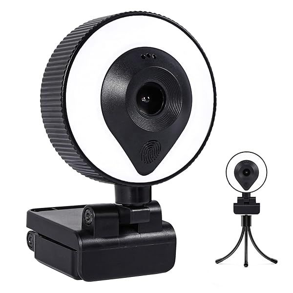 RERBO 1080p Webcam AutoFocus 2K Adjustable Brightness with Microphone and Tripod for Live Streaming and Video Conferencing