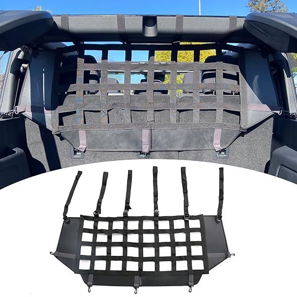 RERPRO Ford Bronco Pet Safety Barrier Divider Trunk Cargo Net 2021 2025 for Small Medium Large Dogs Driving Safely