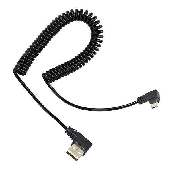 RIIEYOCA Coiled Micro USB Cable: Left Angle to Right Angle Sync & Charge Cord (1.47ft-3.94ft) for All Micro USB Devices