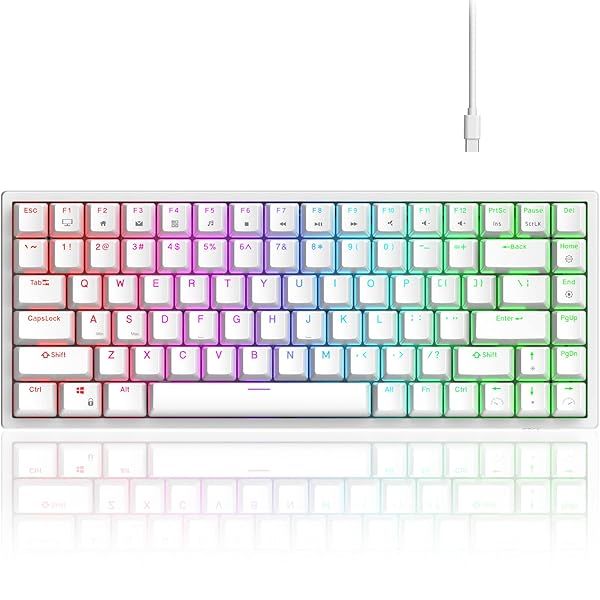 RK Royal Kludge RK84 Wired RGB 75 Percent Hot Swappable Mechanical Keyboard Tenkeyless TKL Gaming Keyboard with Programmable Software and RK Red Switch