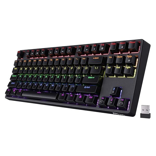 RK Royal Kludge RK87 Sink87G RGB Wireless TKL Mechanical Gaming Keyboard Compact 2.4G Wireless with Tactile Brown Switches and Macro Settings