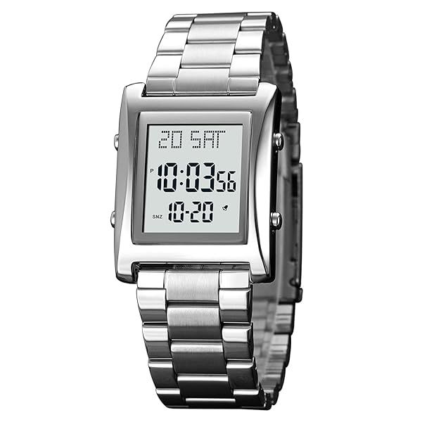 RNONDRY Mens Watches Digital Watch for Men Womens, Stainless Steel Rectangle Watches for Men, Men's Wristwatch Waterproof