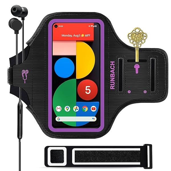 RUNBACH Running Armband for Google Pixel 8 7 6 6 Pro 5a 4XL 3a XL 3 XL Exercise Case with Card Slot Purple