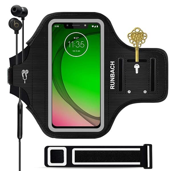 RUNBACH Sweatproof Running Armband for Motorola One Fusion Edge E7 Power G Stylus G Power G Play G9 Series Black