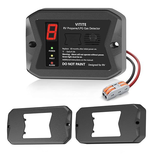 VITITE Digital RV Propane Gas Detector Hardwired 12V LP Gas Alarm Flush Surface Mount with 3 Brackets