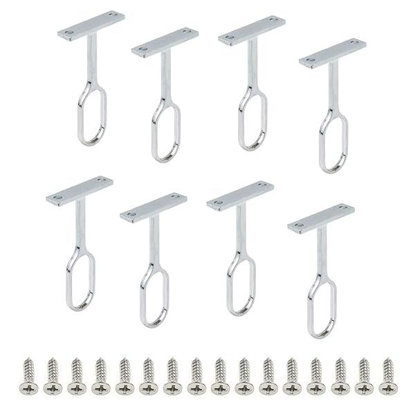 Rannb Oval Closet Rod Support - 8pcs Zinc Alloy Middle Support for Stronger Closet Organization