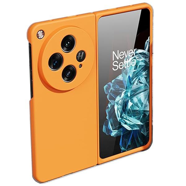 Ranyi OnePlus Open Case Ultra Slim Matte Folding Design 360 Full Body Protection Shock Absorbing Silicone Rubber Cover Orange 2023