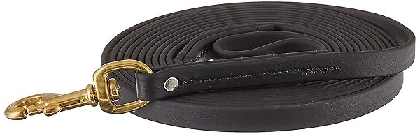 Ray Allen Mfg Signature K9 Biothane Long Line 15 Feet x 5/8 Inch Black Durable Dog Training Leash