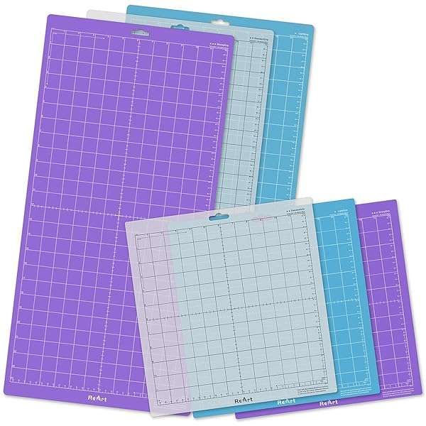 ReArt Cutting Mat Variety Pack for Silhouette Cameo 4/3/2/1 - Strong, Standard & Light Grip, 12x12 & 12x24 Sizes