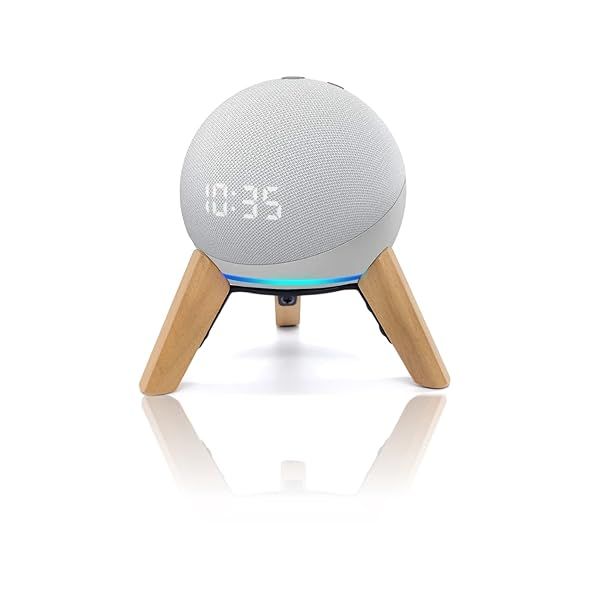 Real Wood Stand for Echo Dot 4th & 5th Gen - Secure Tripod Holder for Better Sound & Stability (Walnut)