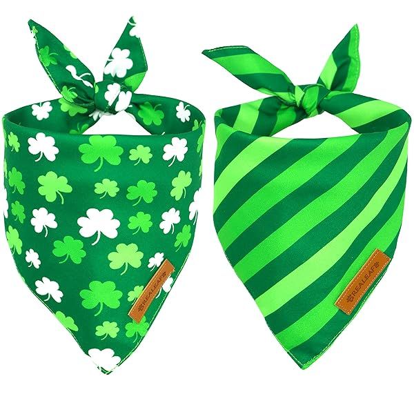 Realeaf St Patrick's Day Dog Bandanas 2 Pack Reversible Pet Scarf for Large Dogs Premium Durable Fabric Holiday Accessory
