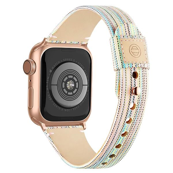 Recoppa Fabric Cloth Bands Compatible with Apple Watch 49mm 46mm 45mm 44mm 42mm 38mm 40mm 41mm, Canvas Strap with Soft Genuine Leather Lining for