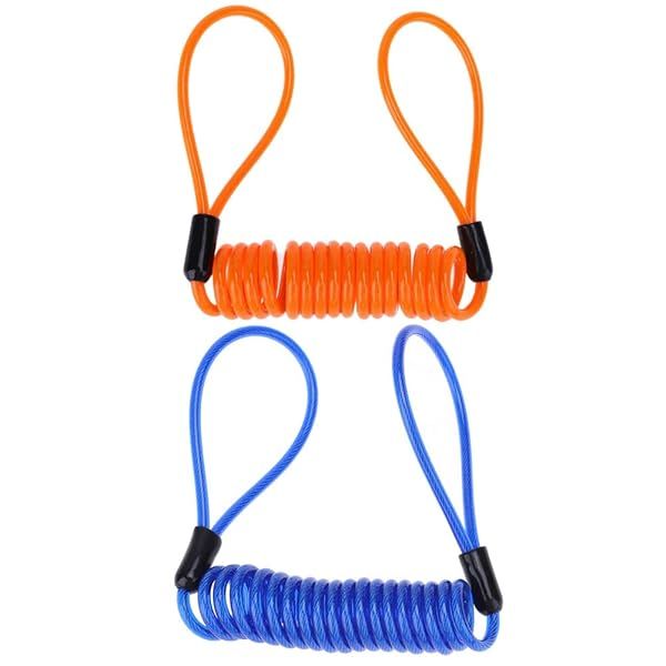 YOFUNTLE 2 Pack Reminder Cable - Disc Lock Security Rope for Scooters & Motorbikes | Antitheft Protection in Orange & Blue