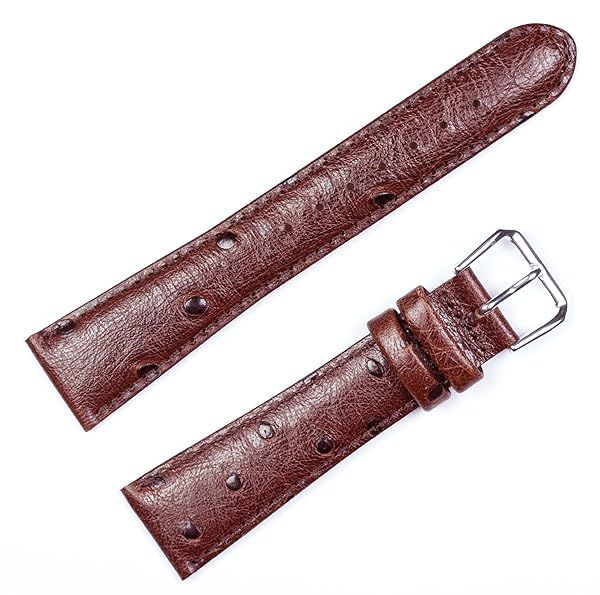 Replacement Leather Watch Band Ostrich Grain Brown 16mm for Stylish and Comfortable Wear