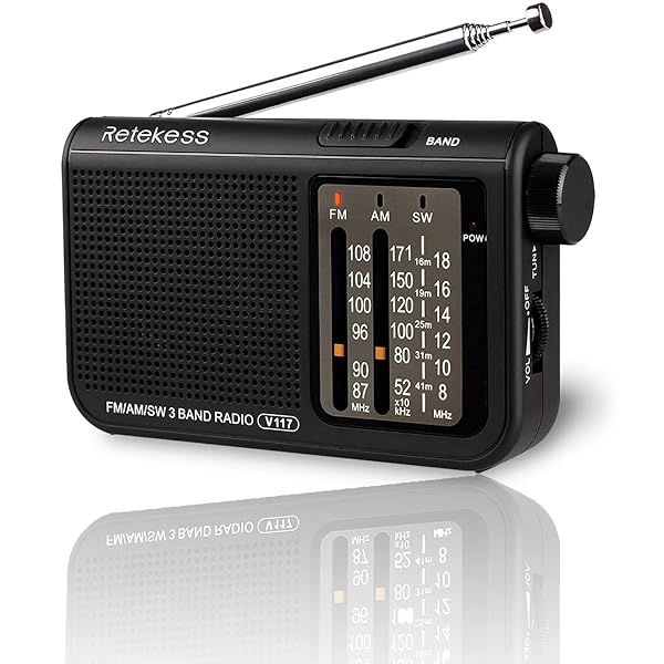 Retekess V117 Portable AM FM Shortwave Radio with Clear Dial and Best Reception for Seniors Black