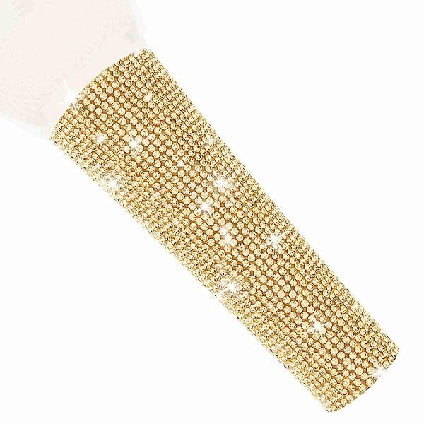 RhymKawa B58 Champagne Gold Cover Decorate Universal Wired Microphone SM58LC, Beta 58a, Glitter Rhinestones Sleeve Replacement Shining on Wedding