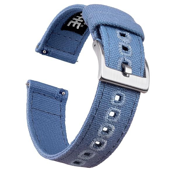 Ritche 22mm Canvas Wristbands: Quick Release Blue Watch Bands - Perfect White Elephant Gifts & Stocking Stuffers for Men & Women