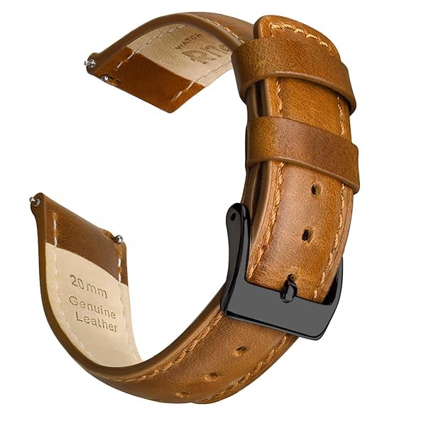 Ritche 20mm Leather Watch Band for Galaxy Watch 6 Classic Vintage Quick Release Strap Toffee Brown Perfect for Gifts and Stocking Stuffers