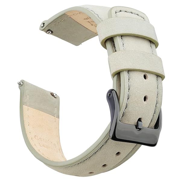 Ritche Quick Release Leather Watch Band 18mm 19mm 20mm 21mm 22mm 23mm 24mm Classic Gray and Black Strap