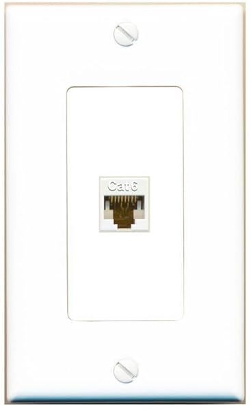 RiteAV Cat6 White Ethernet Port Wall Plate Decorative for Home and Office Use
