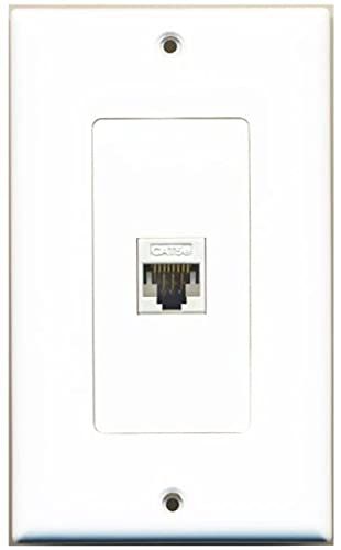 RiteAV New Single Port Decorative Network Wall Plate White Toolless F F for Easy Installation