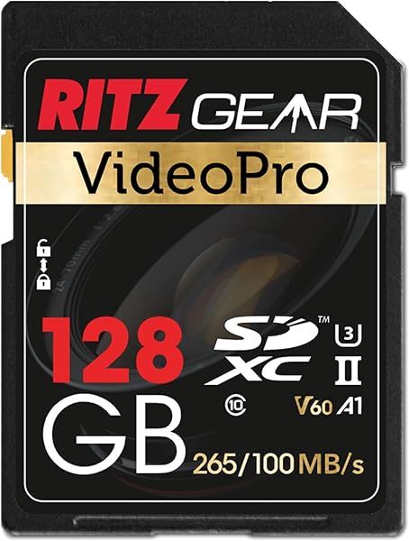 Ritz Gear 128GB High-Speed SDXC UHS-II SD Card for DSLR and 8K Video Cameras Full-HD Memory Card
