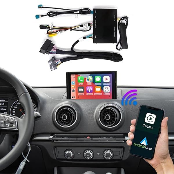 Road Top Wireless Carplay Android Auto Retrofit Kit for Audi A3 2013-2018 with Siri Mirror Link Reverse Camera and Navigation Support