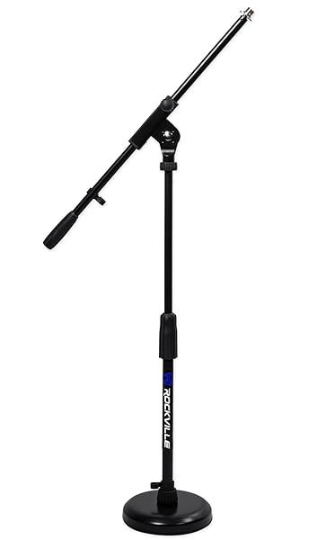 Rockville Kick Drum Guitar Amp Mic Stand with Steel Round Base Fixed Boom and Rubber Pad RKDS