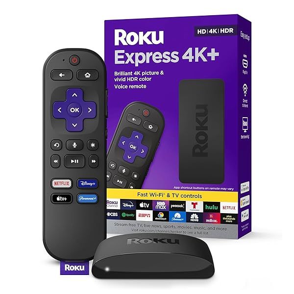 Roku Express 4K+: Ultimate Streaming Device with Voice Remote & Free Live TV