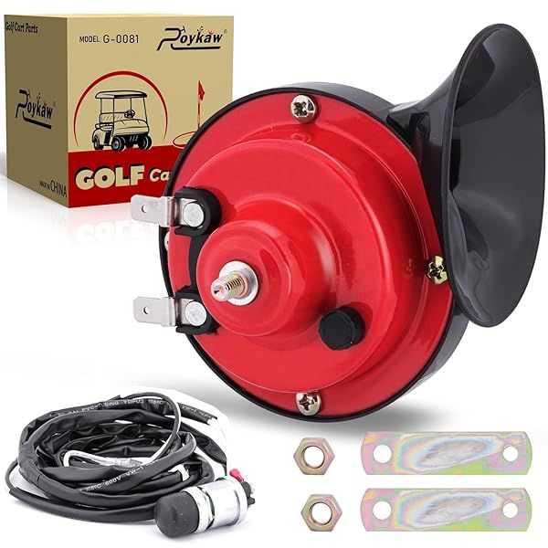 Roykaw Golf Cart 12 Volt Horn Kit with Floor Mount Button for EZGO Club Car Yamaha UTV and Boat