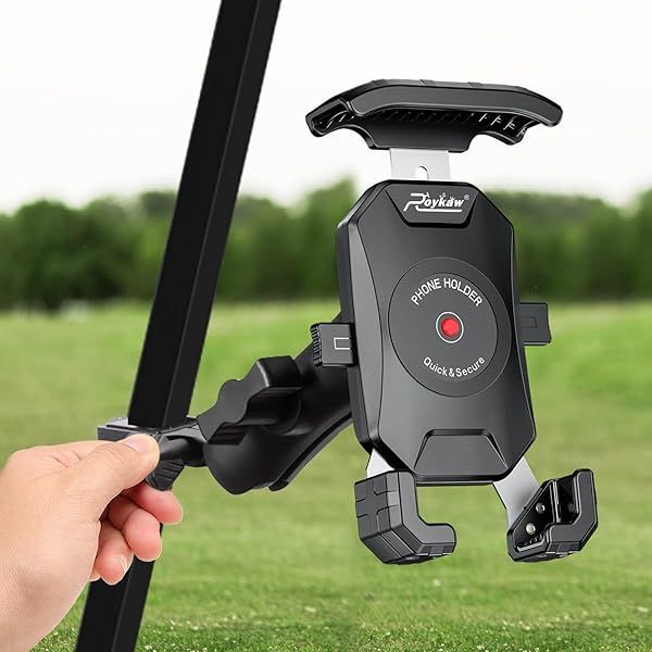 Roykaw Golf Cart Phone Mount Holder Compatible with EZGO Club Car Yamaha, Quick Release and One-Touch Lock One-Handed Pick and Place, Compatible with