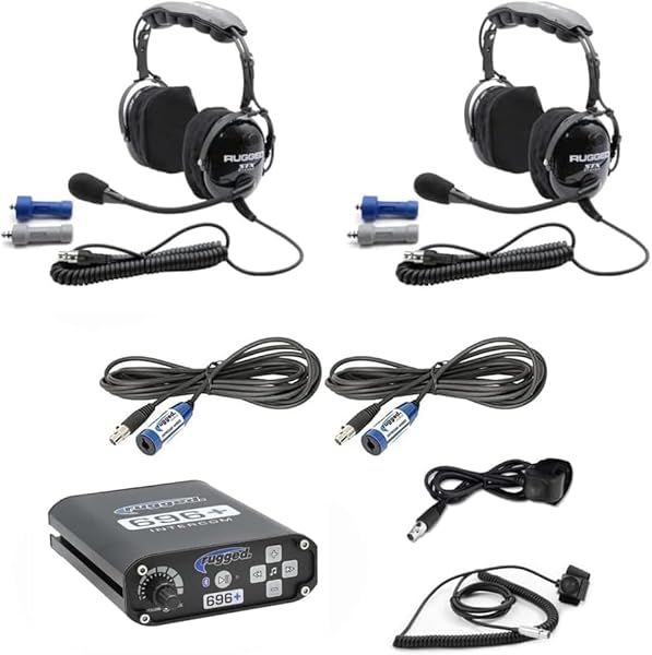 Rugged Radios Off Road UTV SXS Intercom System with H22-STX Carbon Fiber Headsets for Polaris Can Am Kawasaki Yamaha