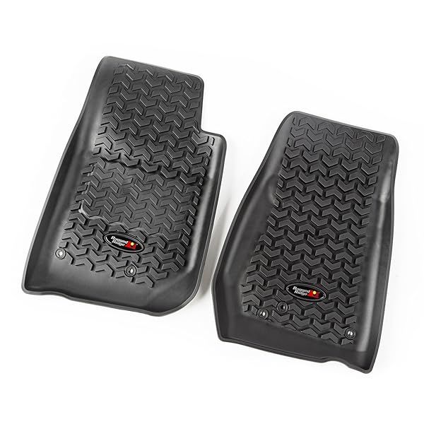 Rugged Ridge Front Floor Liners for Jeep Wrangler JKU (2007-2018) | All-Terrain Black Pair | Model 12920.03