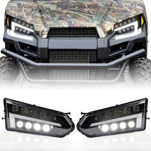 SAUTVS Ranger LED Headlight Assembly with DRL Halo Kit for Polaris Ranger 570 & Crew 900 - Brighten Your Ride!