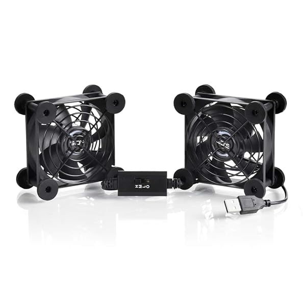 SCCCF Dual 80mm USB Speed Control Fan Portable Cooling Fan for TV Receiver Router DVR PlayStation Xbox Computer Cabinet Cooler